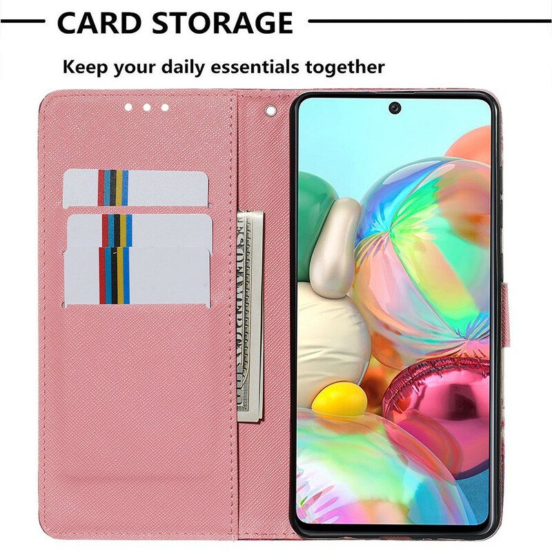 Kuori Flip Case Samsung Galaxy A71 Akvarelli Unikko