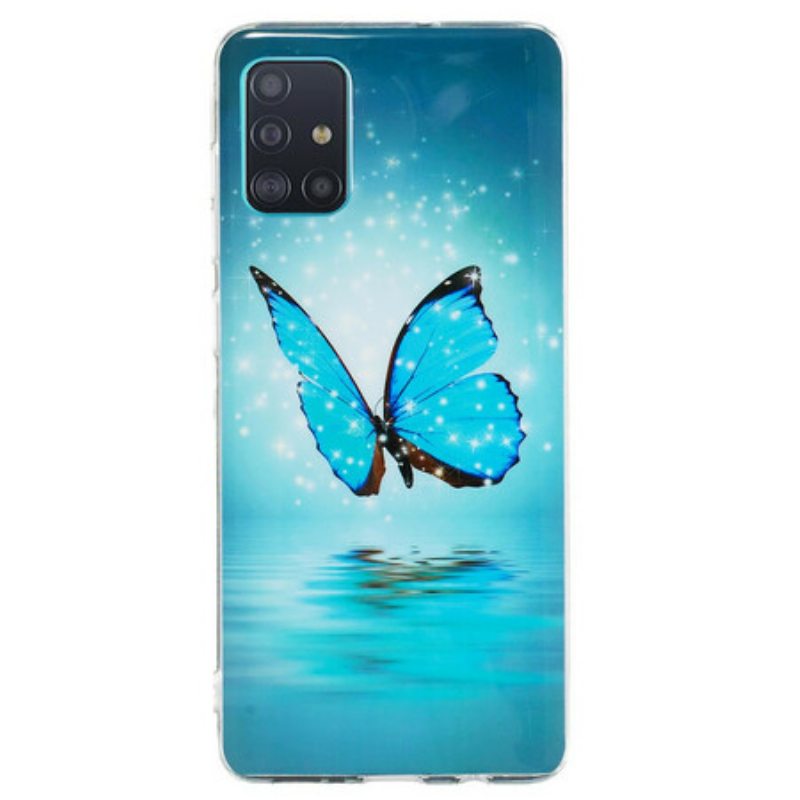 Kuori Samsung Galaxy A71 Fluoresoiva Sininen Perhonen