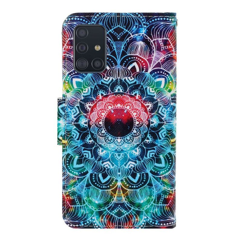 Nahkakotelo Samsung Galaxy A71 Suojaketju Kuori Näyttävä Strappy Mandala