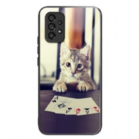 Case Samsung Galaxy A53 5G Poker Cat Karkaistu Lasi