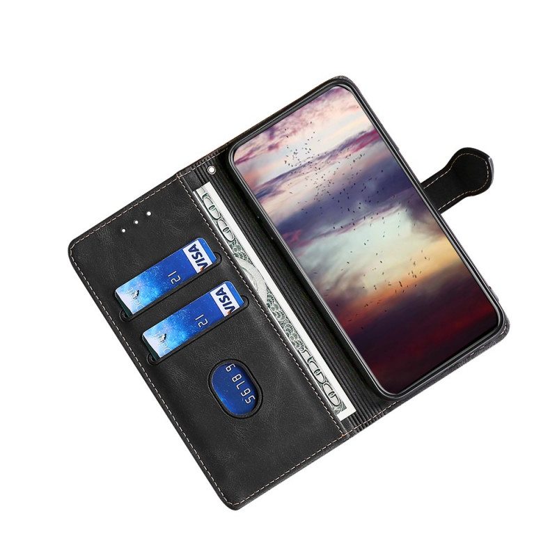 Flip Case Samsung Galaxy A53 5G Keinonahka Bicolor Tyylikäs