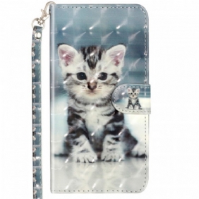 Flip Case Samsung Galaxy A53 5G Suojaketju Kuori Strappy Kitten