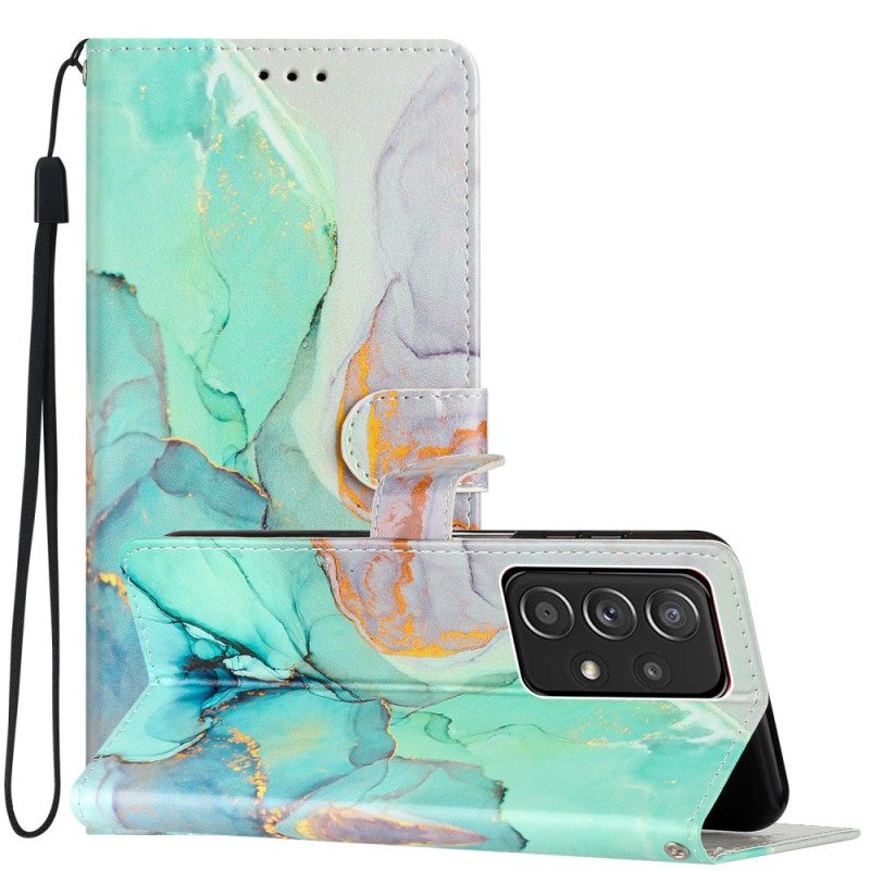 Flip Case Samsung Galaxy A53 5G Suojaketju Kuori Strip Marble