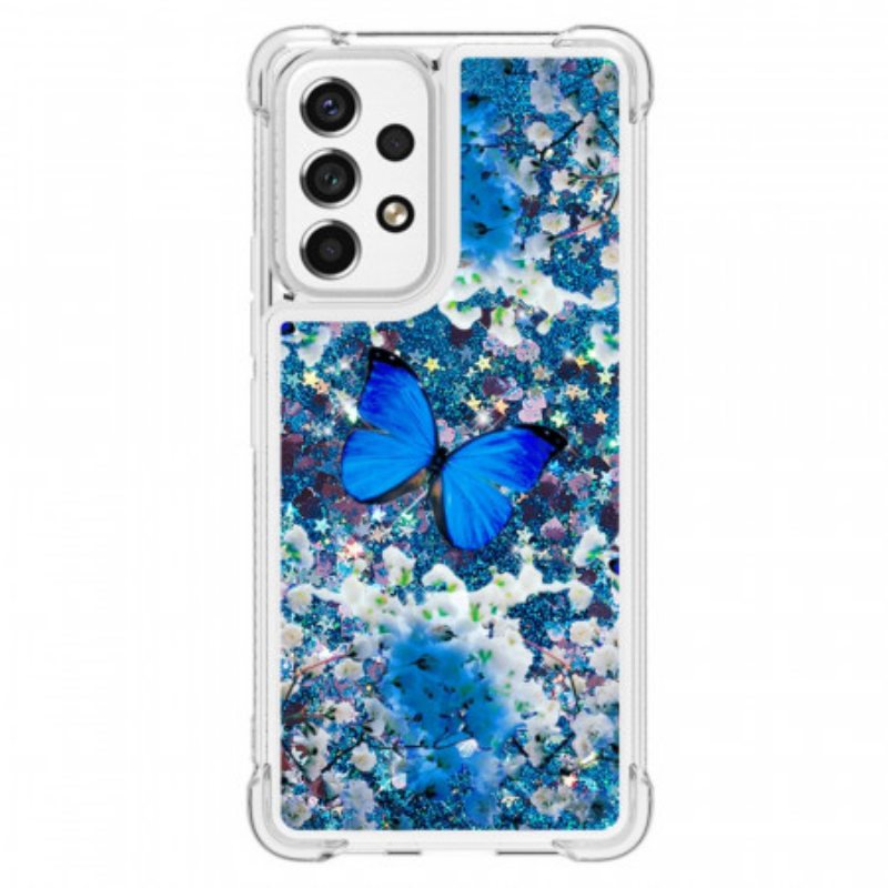 Kuori Samsung Galaxy A53 5G Glitter Blue Perhoset