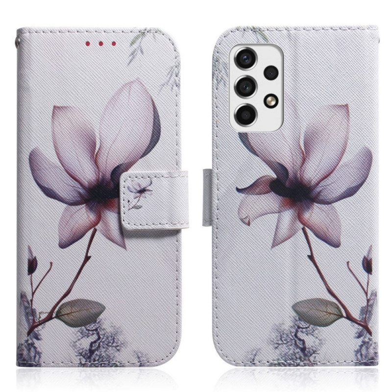 Nahkakotelo Samsung Galaxy A53 5G Flower Dusty Pink