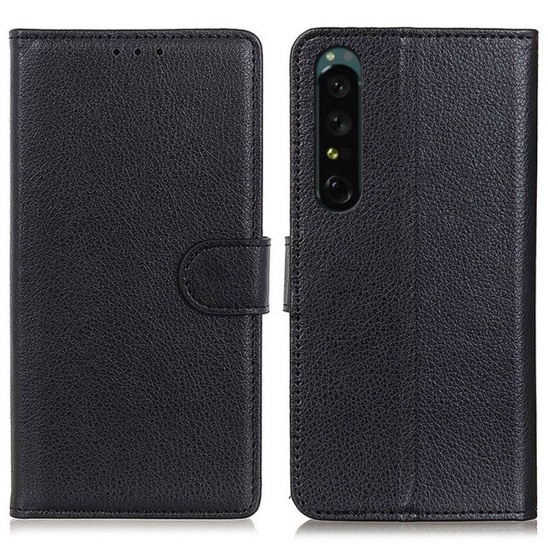 Flip Case Sony Xperia 1 IV Perinteinen Litchi Faux Leather