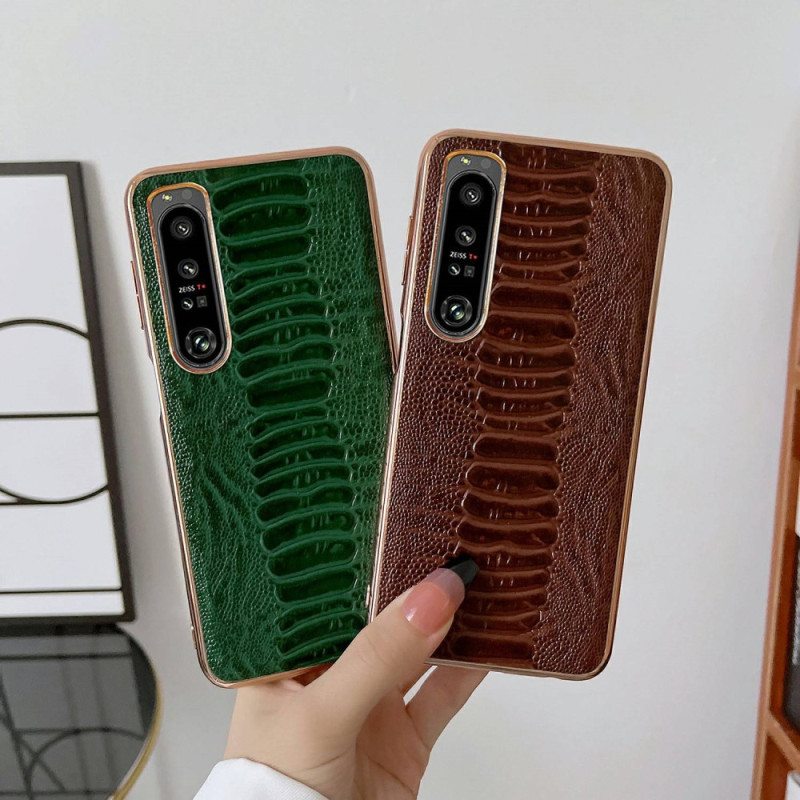 Kuori Sony Xperia 1 IV Crocodile Style Aitoa Nahkaa