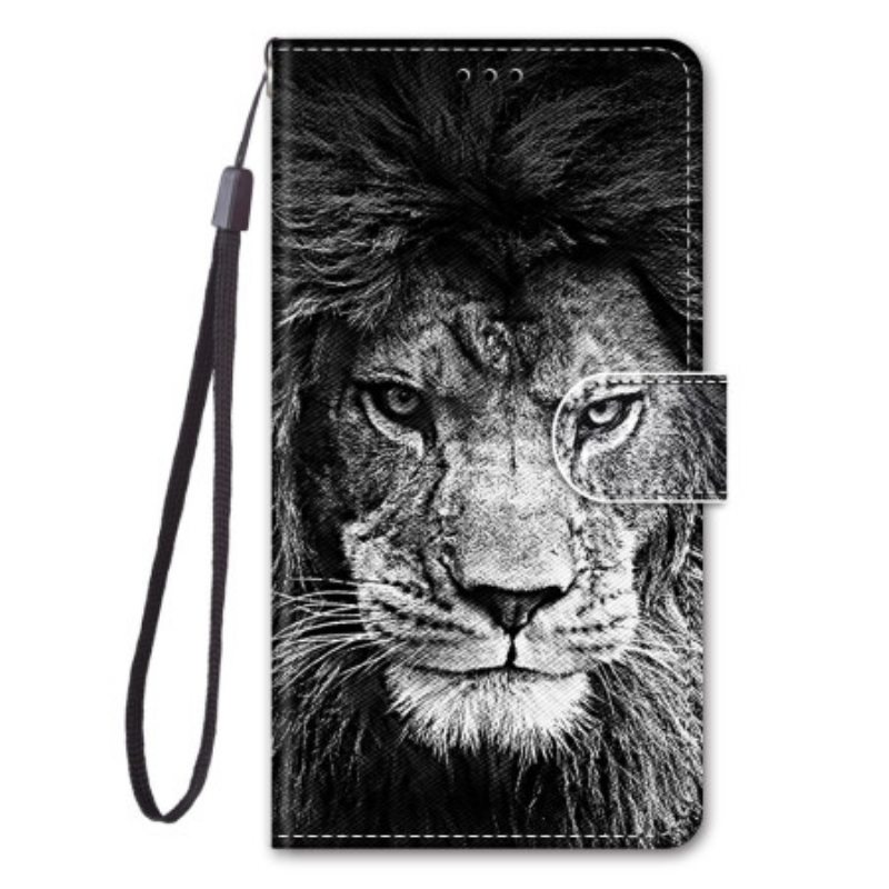 Nahkakotelo Sony Xperia 1 IV Suojaketju Kuori Lanyard Lion