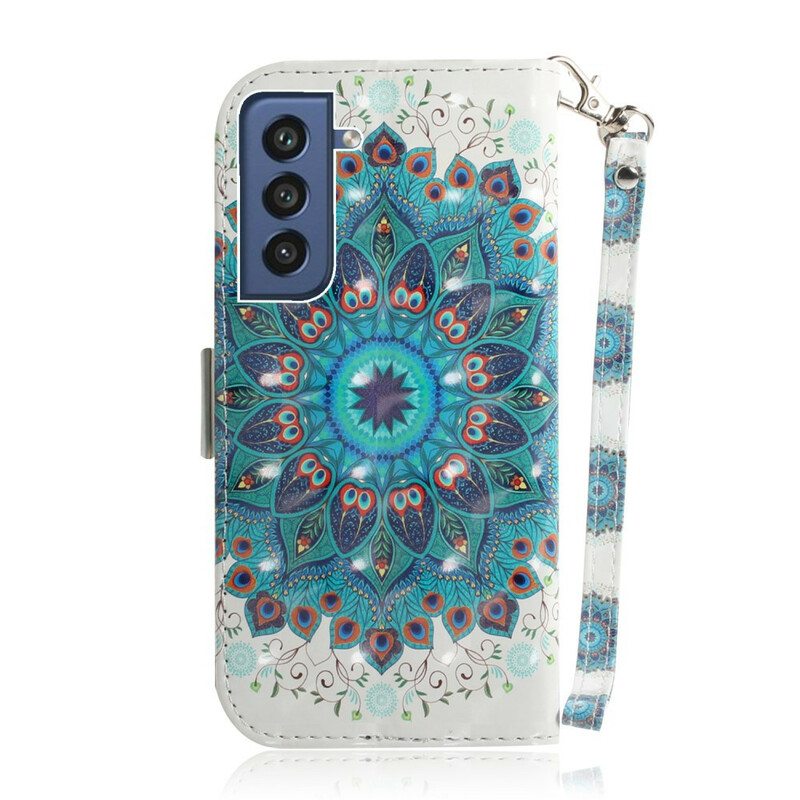 Flip Case Samsung Galaxy S21 FE Suojaketju Kuori Mestarillinen Mandala Hihnalla