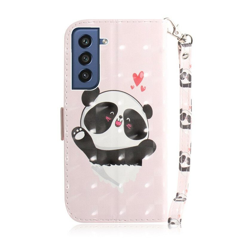 Kotelot Samsung Galaxy S21 FE Suojaketju Kuori Panda Love With Lanyard