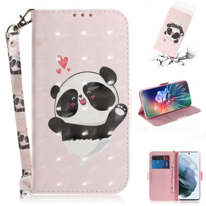 Kotelot Samsung Galaxy S21 FE Suojaketju Kuori Panda Love With Lanyard