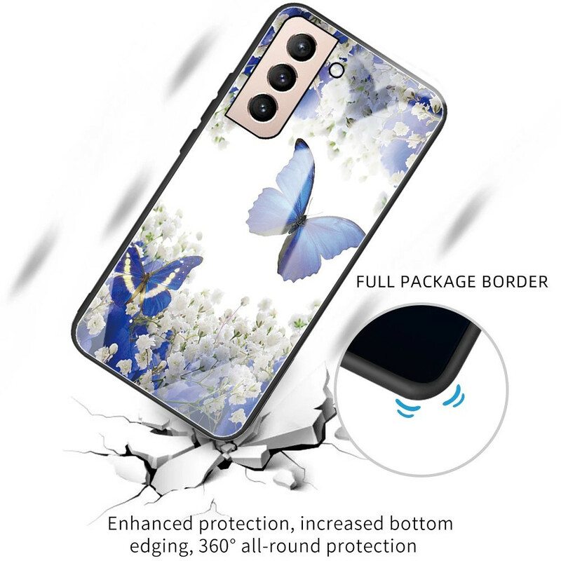 Kuori Samsung Galaxy S21 FE Butterflies Design Karkaistu Lasi