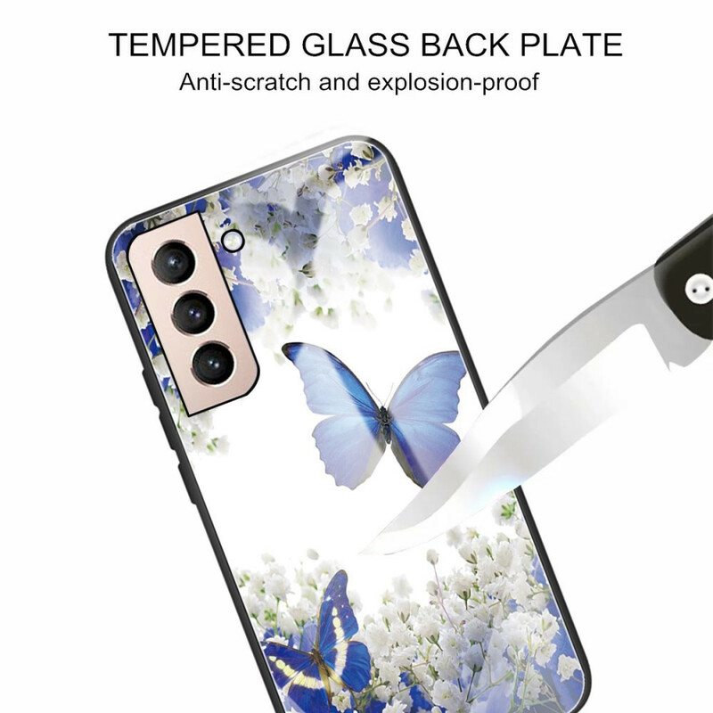 Kuori Samsung Galaxy S21 FE Butterflies Design Karkaistu Lasi