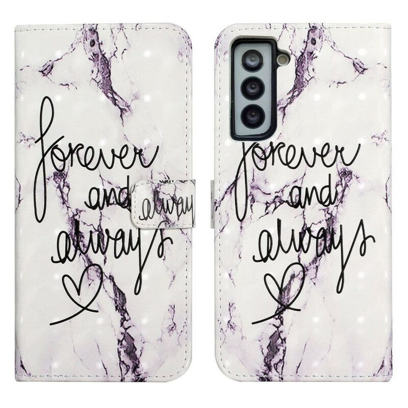 Nahkakotelo Samsung Galaxy S21 FE Marble Forever & Always