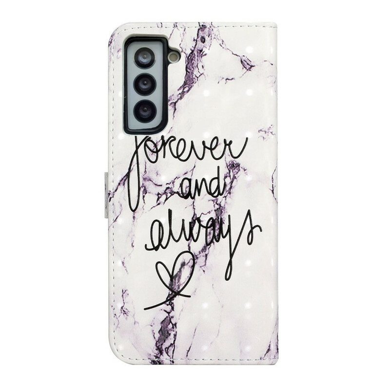 Nahkakotelo Samsung Galaxy S21 FE Marble Forever & Always