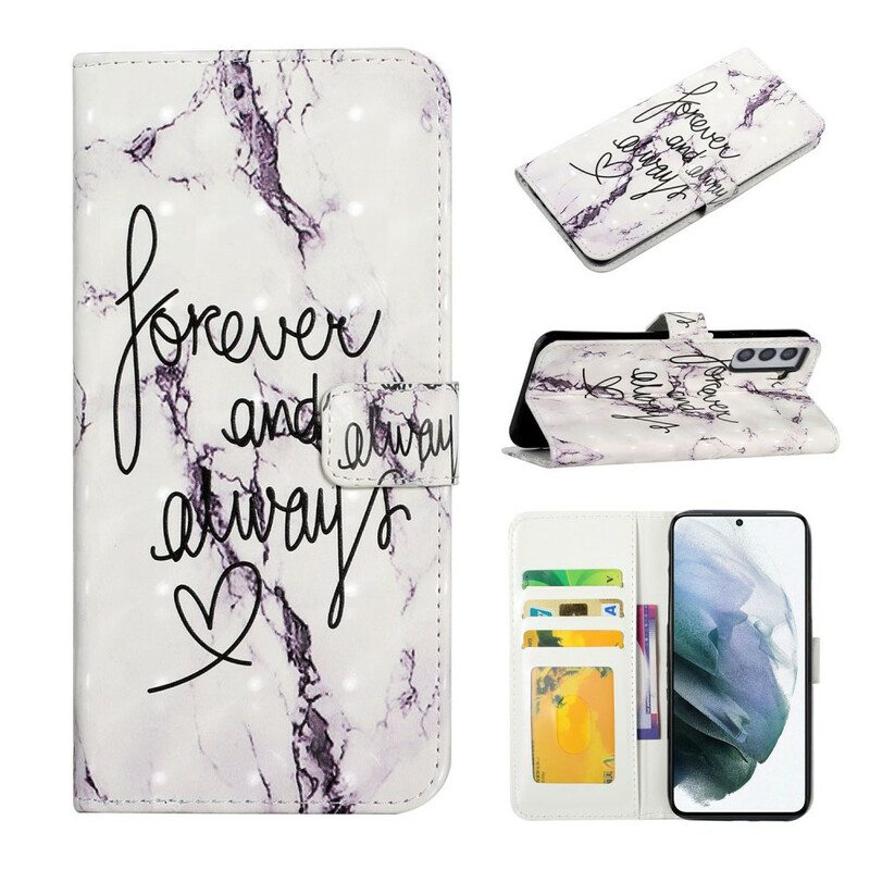 Nahkakotelo Samsung Galaxy S21 FE Marble Forever & Always