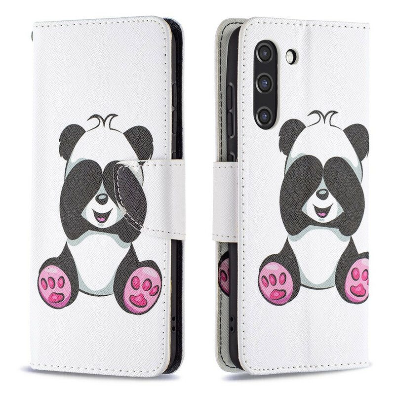 Nahkakotelo Samsung Galaxy S21 FE Panda Hauskaa