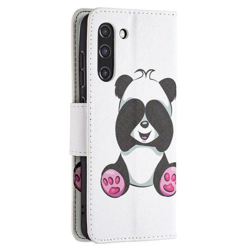 Nahkakotelo Samsung Galaxy S21 FE Panda Hauskaa