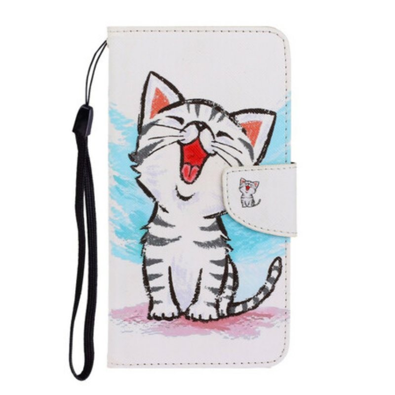 Flip Case Huawei Y7p Suojaketju Kuori Strappy Kitten