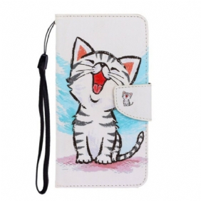 Flip Case Huawei Y7p Suojaketju Kuori Strappy Kitten