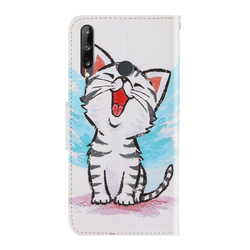 Flip Case Huawei Y7p Suojaketju Kuori Strappy Kitten