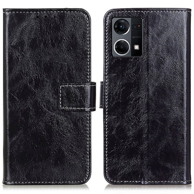 Flip Case Oppo Reno 7 Lakattu Saumoilla