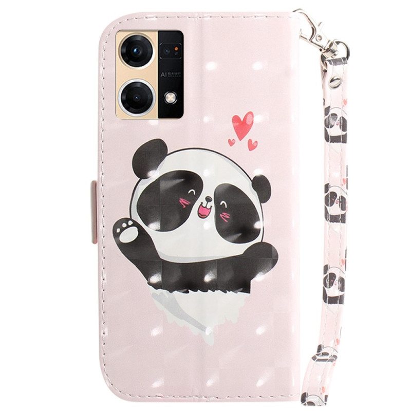 Kotelot Oppo Reno 7 Suojaketju Kuori Panda Love With Lanyard