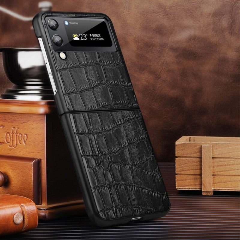 Case Samsung Galaxy Z Flip 3 5G Kotelot Flip Aito Crocodile Texture -nahka