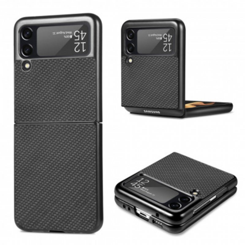 Case Samsung Galaxy Z Flip 3 5G Kotelot Flip Teksturoitu Hiilikuitu