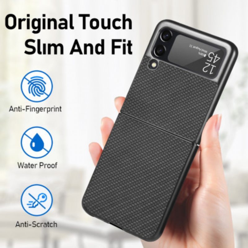 Case Samsung Galaxy Z Flip 3 5G Kotelot Flip Teksturoitu Hiilikuitu