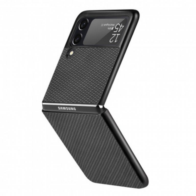 Case Samsung Galaxy Z Flip 3 5G Kotelot Flip Teksturoitu Hiilikuitu