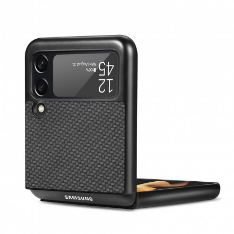 Case Samsung Galaxy Z Flip 3 5G Kotelot Flip Teksturoitu Hiilikuitu