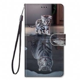 Flip Case Xiaomi Mi 10T Lite Suojaketju Kuori Strappy Kitten