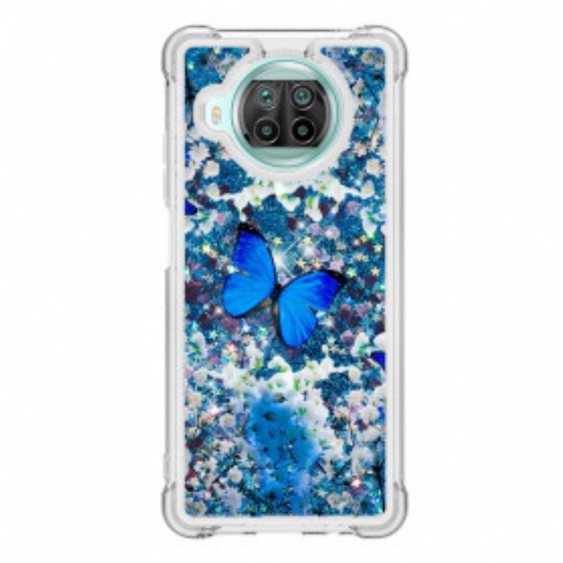 Kuori Xiaomi Mi 10T Lite Glitter Blue Perhoset