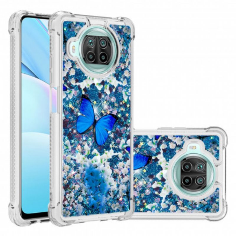 Kuori Xiaomi Mi 10T Lite Glitter Blue Perhoset