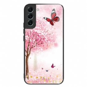 Kuori Samsung Galaxy S24 5g Tempered Glass Cherry Blossoms