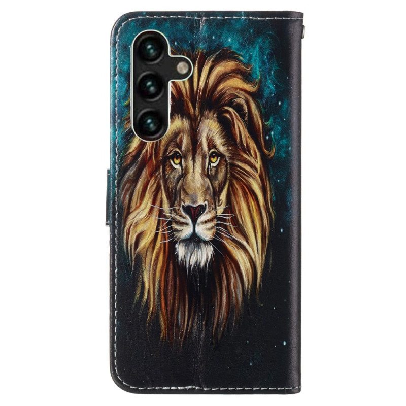 Nahkakotelo Samsung Galaxy S23 5G Suojaketju Kuori Lanyard Lion