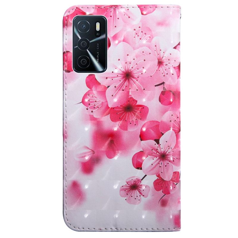 Flip Case Oppo A16 / A16s Vaaleanpunaiset Kukat