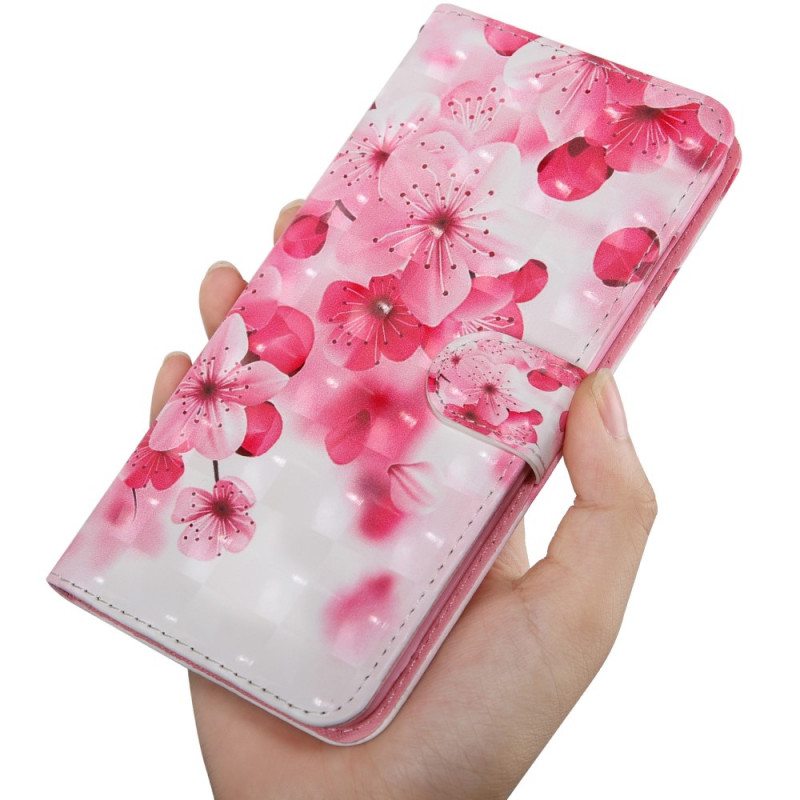 Flip Case Oppo A16 / A16s Vaaleanpunaiset Kukat