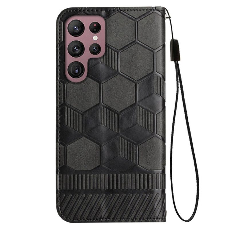 Flip Case Samsung Galaxy S23 Ultra 5G Suojaketju Kuori Strappy Football Style