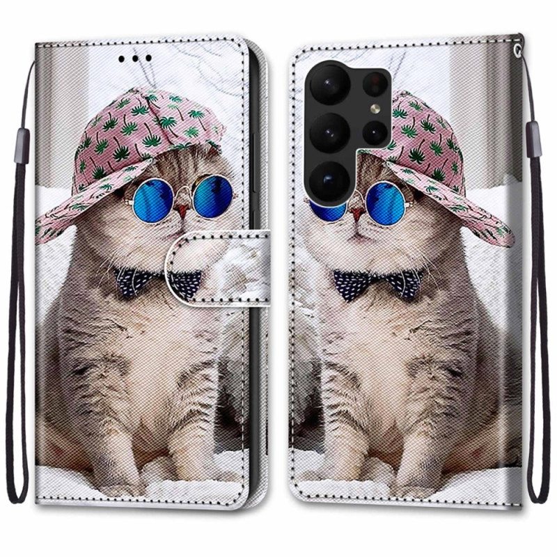 Kotelot Samsung Galaxy S23 Ultra 5G Suojaketju Kuori Yo Cat Hihnalla