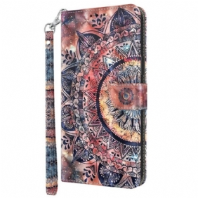 Flip Case iPhone 15 Pro Suojaketju Kuori Mandala Hihnalla