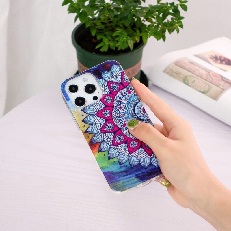 Kuori iPhone 15 Pro Fluoresoiva Mandala