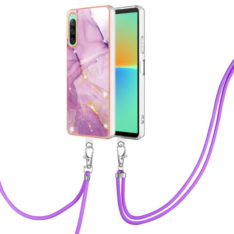 Case Sony Xperia 10 IV Kiristysnyörillä Marmorijohdolla