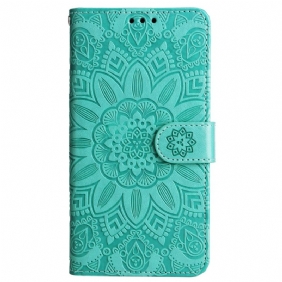 Nahkakotelo Samsung Galaxy M55 5g Mandala Kaulanauhalla