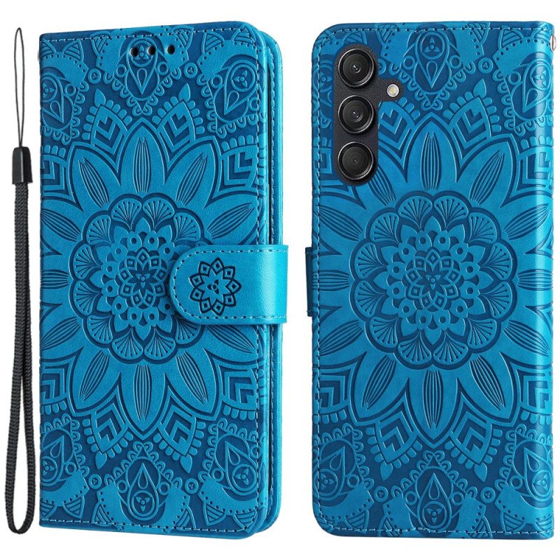 Nahkakotelo Samsung Galaxy M55 5g Mandala Kaulanauhalla