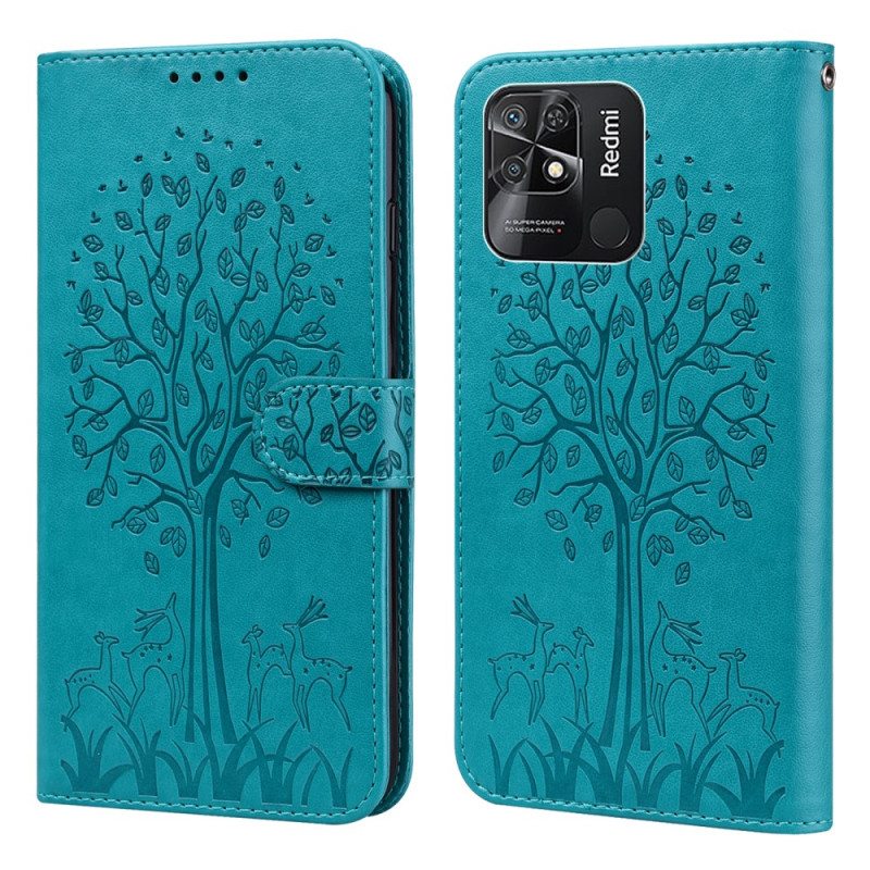 Flip Case Xiaomi Redmi 10C Puu Ja Hirvi