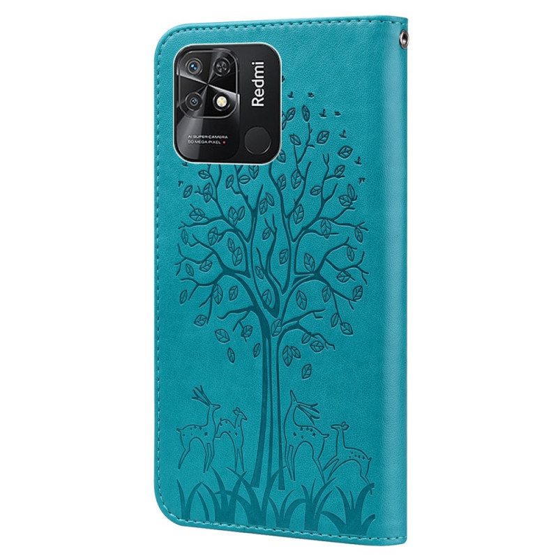 Flip Case Xiaomi Redmi 10C Puu Ja Hirvi