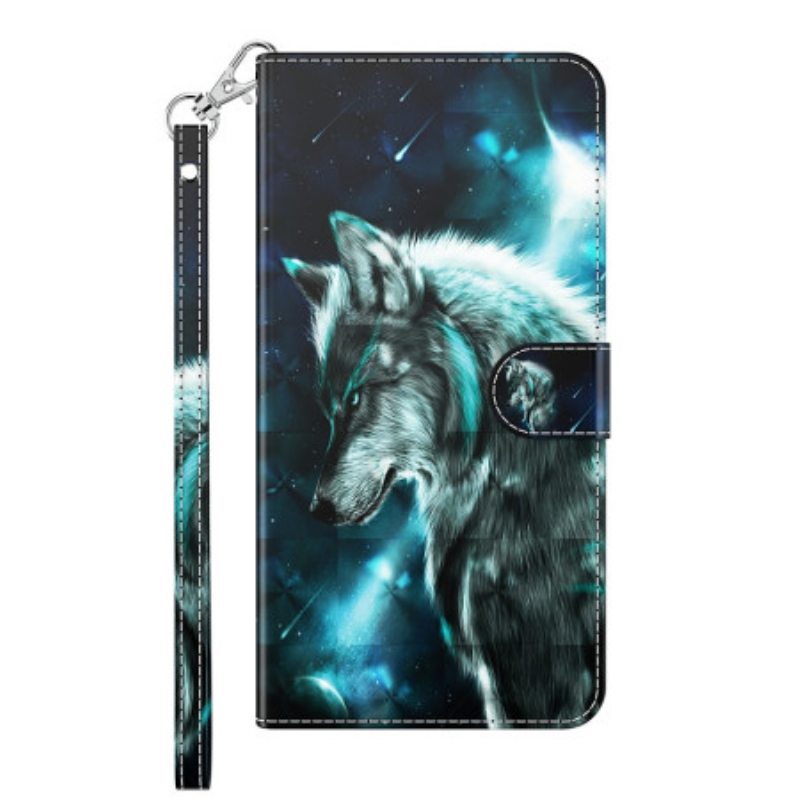 Flip Case Xiaomi Redmi 10C Suojaketju Kuori Lanyard Wolf