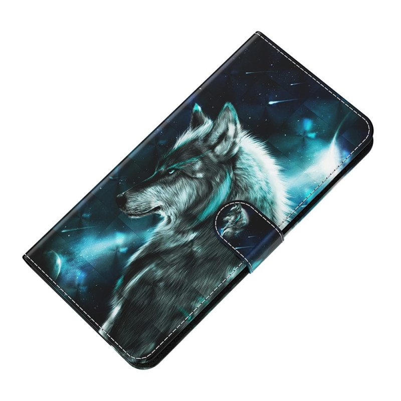 Flip Case Xiaomi Redmi 10C Suojaketju Kuori Lanyard Wolf